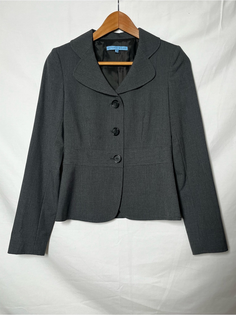Antonio Melani Charcoal Gray Pinstripe Blazer Jacket Size 0